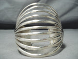 Signed Amazing Navajo Native American Sterling Silver 10 Rail Bracelet-Nativo Arts