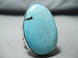 Fantastic Vintage Native American Navajo Easter Blue Turquoise Sterling Silver Ring-Nativo Arts