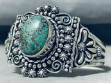 Extreme Detail Vintage Native American Navajo Green Turquoise Sterling Silver Bracelet-Nativo Arts