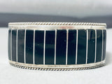 Emery Lolacito Vintage Native American Zuni Jet Sterling Silver Bracelet-Nativo Arts