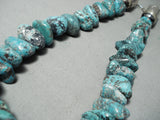 Native American Heavy Nugget 292 Gram Chunk Turquoise Sterling Silver Tubule Necklace-Nativo Arts