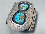 Best Vintage Native American Navajo Morenci Turquoise Sterling Silver 2 Stone Bracelet-Nativo Arts