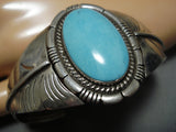 Magnificent Vintage Native American Navajo Easter Blue Turquoise Sterling Silver Bracelet-Nativo Arts