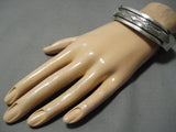 Heavy Men's Big Vintage Native American Navajo Deep Stamp Sterling Silver Bracelet-Nativo Arts
