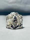 Distinctive Native American Navajo Sterling Silver Horse Gigantic Ring-Nativo Arts