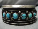 Very Rare!! Vintage Native American Navajo Blue Thunder Turquoise Sterling Silver Bracelet Old-Nativo Arts