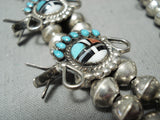 Intricate Vintage Native American Navajo Zuni Turquoise Sterling Silver Squash Blossom Necklace-Nativo Arts