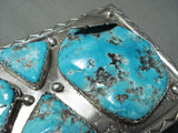 One Of The Biggest Ever Vintage Native American Navajo Turquoise Sterling Silver Ktoh Bracelet-Nativo Arts