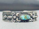 Silverwork Genius Vintage Native American Navajo Turquoise Sterling Silver Repoussed Bracelet-Nativo Arts