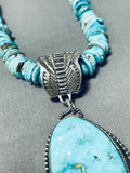 Jeff James Native American Navajo Old Kingman Turquoise Sterling Silver Necklace-Nativo Arts