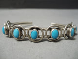 Unique Vintage Native American Navajo Domed Turquoise Sterling Silver Bracelet Cuff-Nativo Arts