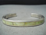 Exquisite Zuni Gaspeite Sterling Silver Bracelet Native American-Nativo Arts