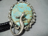 Native American Massive Lizard #8 Turquoise Sterling Silver Bolo Tie-Nativo Arts