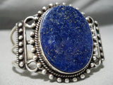 Vivid Moonlight Lapis Vintage Native American Navajo Sterling Silver Swirl Bracelet Old-Nativo Arts