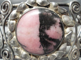 Early 1900's Vintage Native American Navajo Swirl Pink Stone Bracelet Old-Nativo Arts