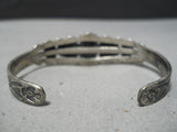Early 1900's Vintage Native American Navajo Cerrillos Turquoise Sterling Silver Bracelet Old-Nativo Arts