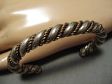 Thick Heavy Vintage Native American Navajo Two Tone Twist Sterling Silver Bracelet-Nativo Arts