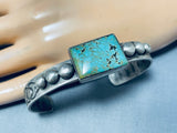 Superb Vintage Native American Navajo Green Spiderweb Turquoise Sterling Silver Bracelet-Nativo Arts