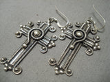 One Of The Most Detailed Native American Navajo Sterling Silver Cross Earrings!-Nativo Arts