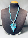Vivid Turquoise Native American Navajo Sterling Silver Necklace-Nativo Arts