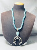 Double Yei Kachina Native American Navajo Turquoise Sterling Silver Naja Necklace-Nativo Arts