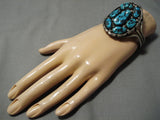 Incredible Vintage Native American Navajo Spiderweb Turquoise Sterling Silver Bracelet Old-Nativo Arts