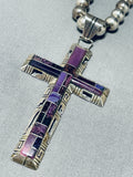 The Best Vintage Native American Navajo Charoite Cross Sterling Silver Necklace-Nativo Arts