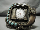 The Biggest And Best Vintage Native American Navajo Turquoise Sterling Silver Watch Bracelet Old-Nativo Arts