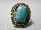 Impressive Vintage Native American Navajo Turquoise Sterling Silver Ring Old-Nativo Arts