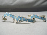 Triple Stacking Vintage Native American Navajo Zuni Turquoise Sterling Silver Bracelet Old-Nativo Arts