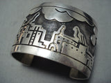 Native American Huge Vintage Hopi Sterling Silver Manuel Hoyungwa Sterling Silver Bracelet-Nativo Arts