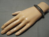 Hand Tooled Thicker Heavy Vintage Native American Navajo Sterling Silver Bracelet-Nativo Arts