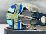 Jon Peters Vintage Native American Navajo Turquoise Sterling Silver Ranger Buckle Set-Nativo Arts