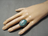 Opulent Vintage Native American Navajo Spiderweb Turquoise Sterling Silver Ring-Nativo Arts