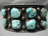 Huge And Heavy!! Vintage Native American Navajo Spiderweb Turquoise Sterling Silver Bracelet Old-Nativo Arts