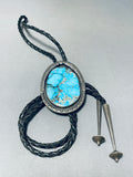 Colossal Vintage Native American Navajo Kingman Turquoise Sterling Silver Bolo-Nativo Arts