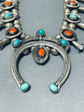 Paul Haley Vintage Native American Navajo Turquoise Sterling Silver Squash Blossom Necklace-Nativo Arts
