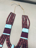 Native American The Biggest Best Santo Domingo Turquoise Purple Shell Inlay Necklace-Nativo Arts