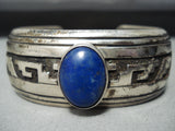 Authentic Vintage Native American Navajo Thomas Singer Lapis Sterling Silver Bracelet-Nativo Arts