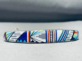Internal Turquoise Inlay Vintage Southwestern Sterling Silver Bracelet-Nativo Arts