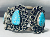 Museum Swirl Vintage Native American Navajo Blue Turquoise Sterling Silver Bracelet-Nativo Arts