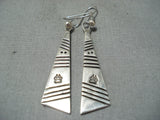 Stunning Vintage Navajo Creek Sterling Silver Earrings Native American-Nativo Arts