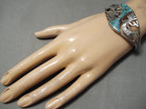 One Of The Best Vintage Native American Navajo Kokopelli #8 Turquoise Sterling Silver Bracelet-Nativo Arts