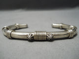 Thick And Heavy!! Vintage Native American Navajo Coiled Sterling Silver Bracelet-Nativo Arts