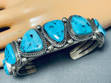 Marie Thomson Vintage Native American Navajo Sleeping Beauty Turquoise Sterling Silver Bracelet-Nativo Arts