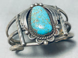 Classic Vintage Native American Navajo Rare Mine Carlin Turquoise Sterling Silver Bracelet-Nativo Arts