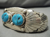 Museum Vintage Native American Navajo Mike Perry Turquoise Sterling Silver Bracelet Old-Nativo Arts
