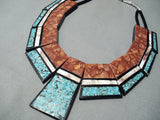 Native American Intricate Detailed!! Santo Domingo Turquoise Coral Jet Necklace-Nativo Arts