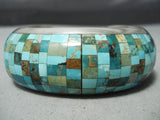 One Of The Best Vintage Native American Navajo Checkerboard Inlay Sterling Silver Bracelet-Nativo Arts