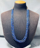 Native American One Of Best Vintage Tubule Lapis Heishi Santo Domingo Sterling Silver Necklace-Nativo Arts